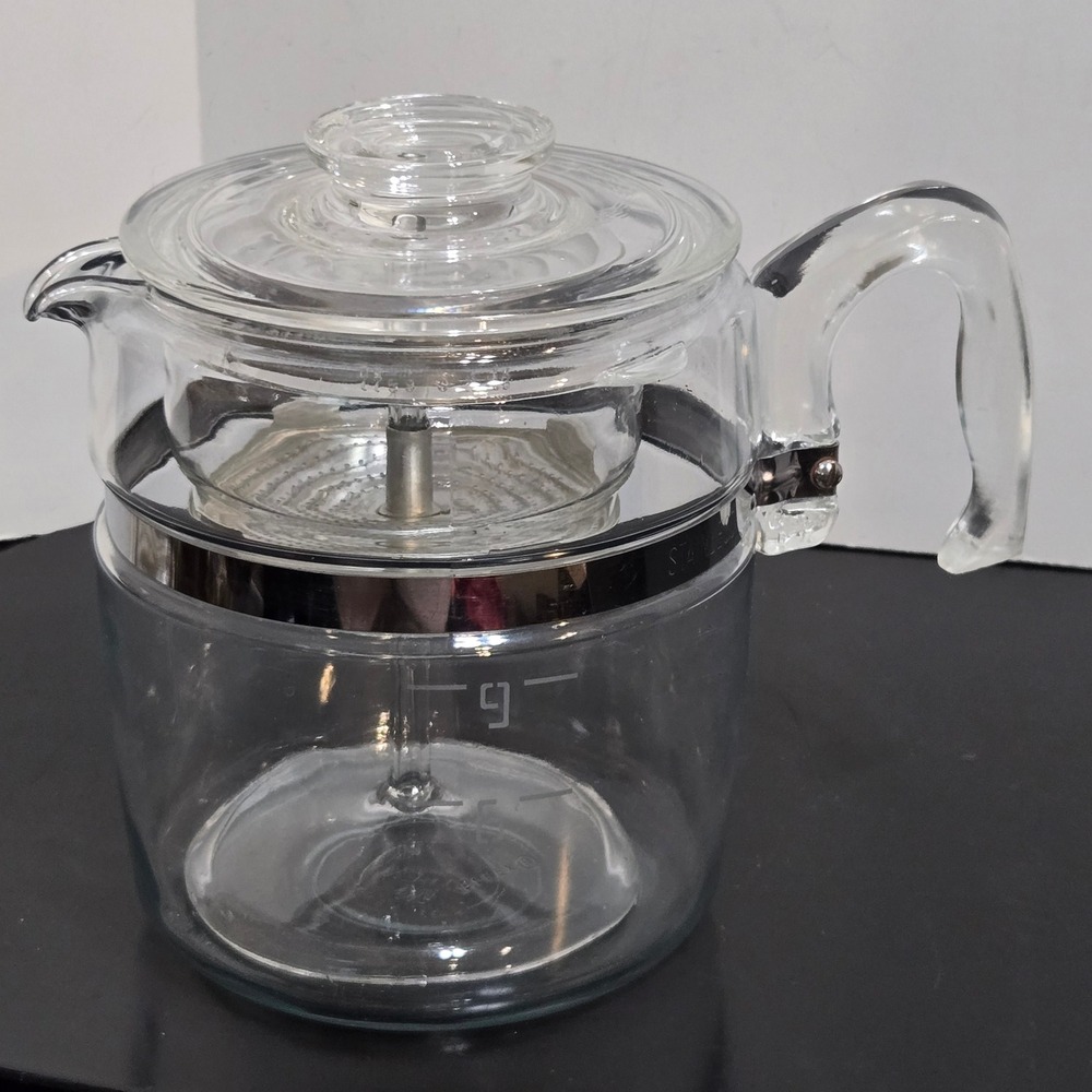 Vtg Pyrex Coffee Percolator Complete 9 Cup Clear Flameware 7759 Stovetop Glass